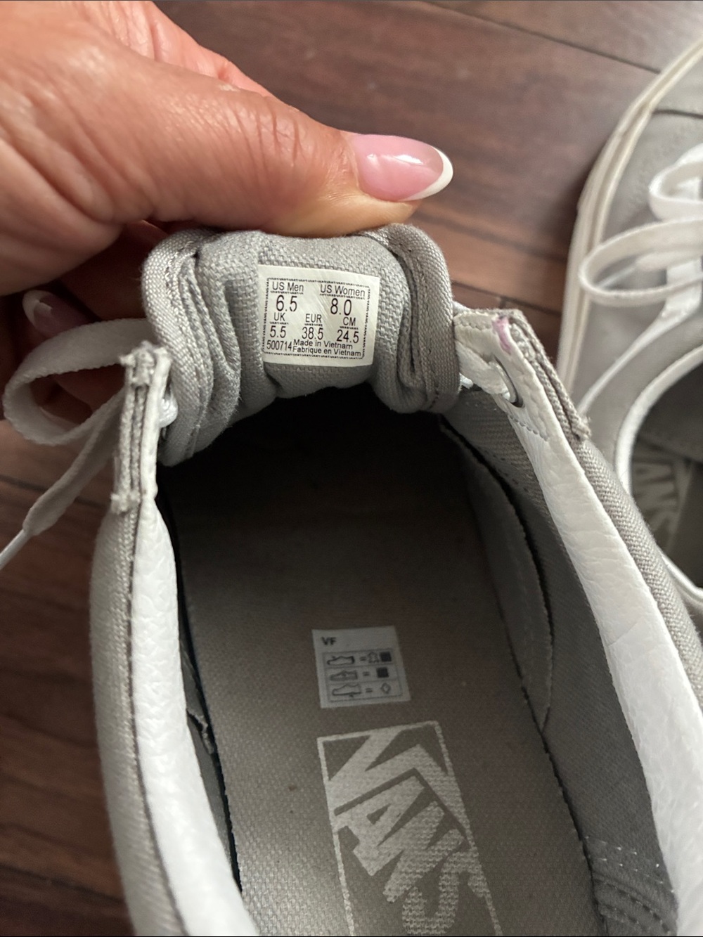 Vans Light Gray Low-Top Sneakers with White Stripe - Picture 3 of 4